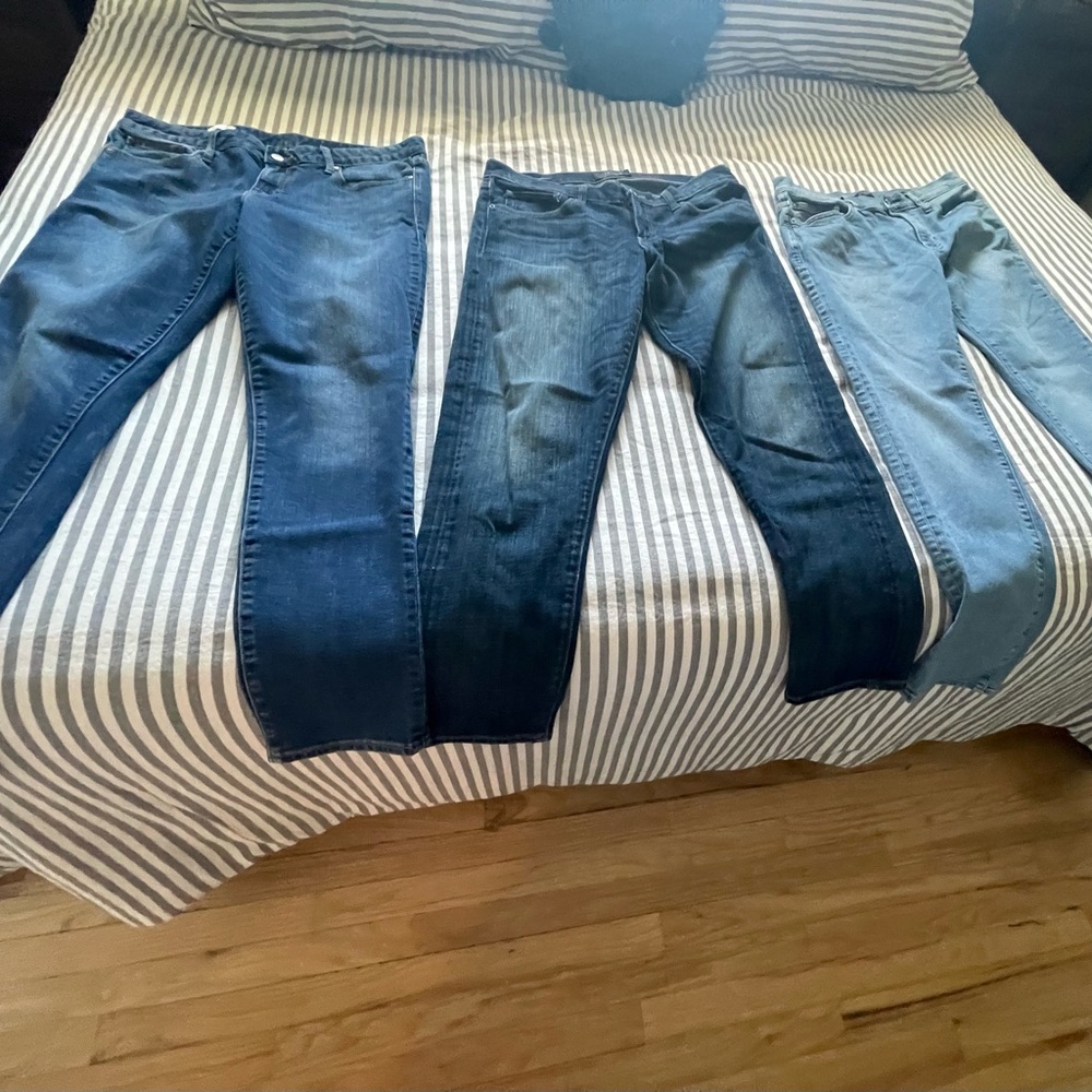 Lucky Brand, Gap, J Crew - Lot of three pairs of women’s jeans, Size 32.